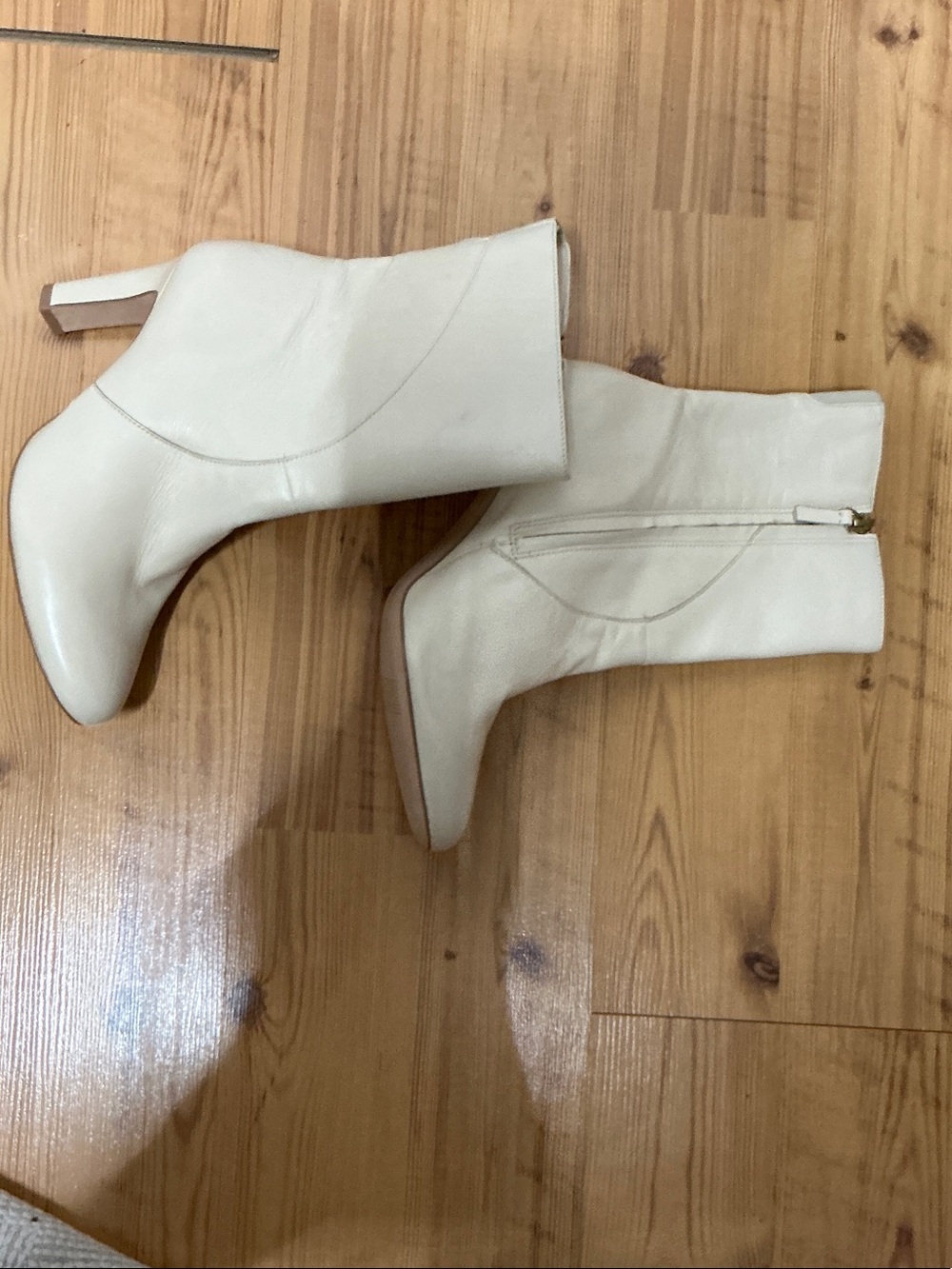 Naturalizer Cream Mid-Calf Block Heel Ankle Boots